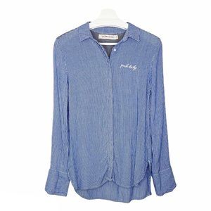 STATEMENT Blue & White Pinstripe Button Down Top